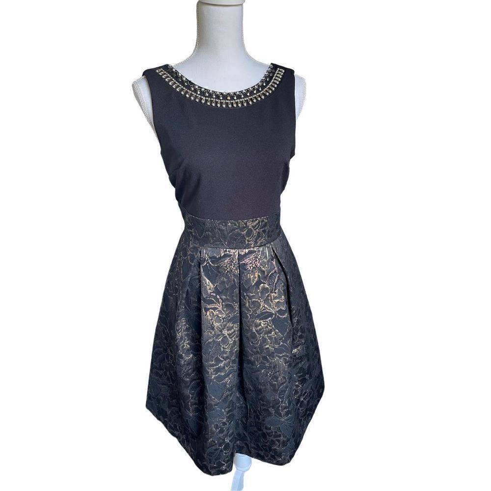 NWT Studio One NY Black/ Gold Formal/Cocktail/ Party Dress Size 8